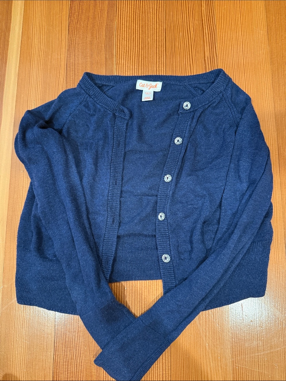 Cat & Jack Navy Button-Front Cropped Cardigan
